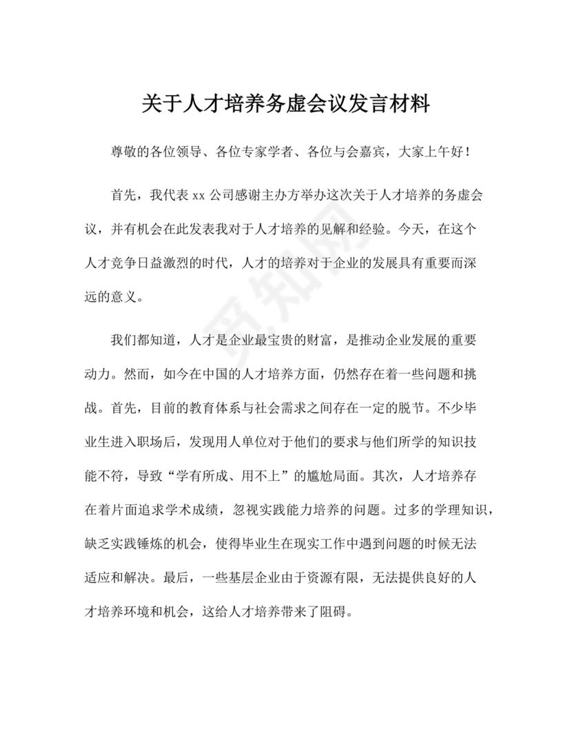 人才工作务虚会议发言材料