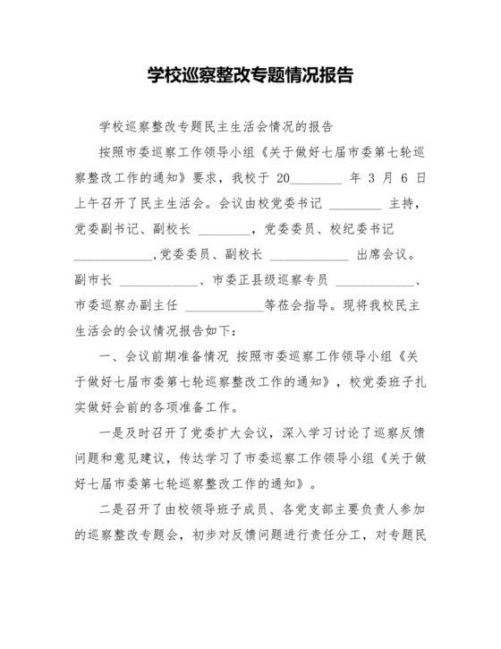 学院巡察整改报告