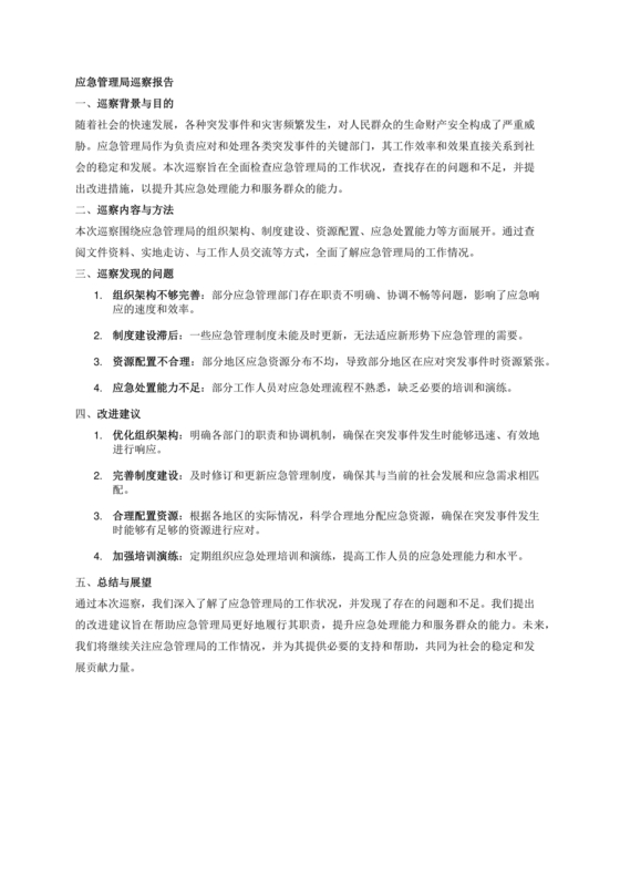 应急管理局巡察整改报告