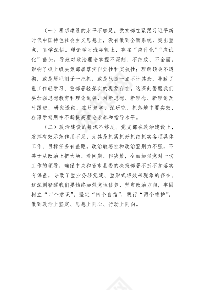 支部班子对照检查材料