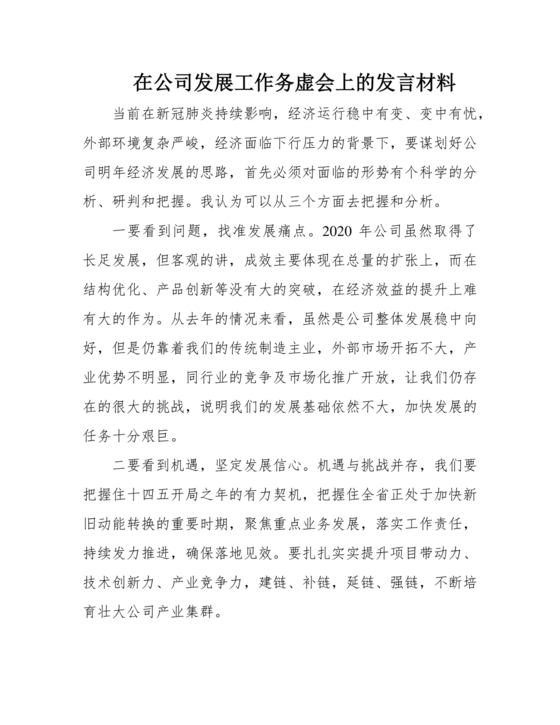 公司务虚会发言材料