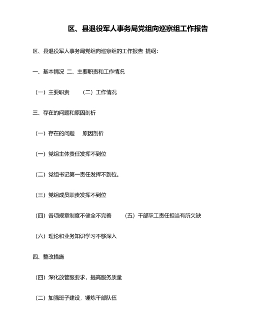 退役军人事务局巡察整改报告
