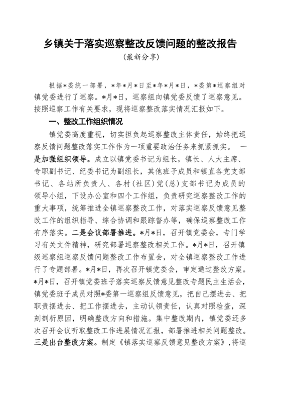 巡察整改方案和整改措施