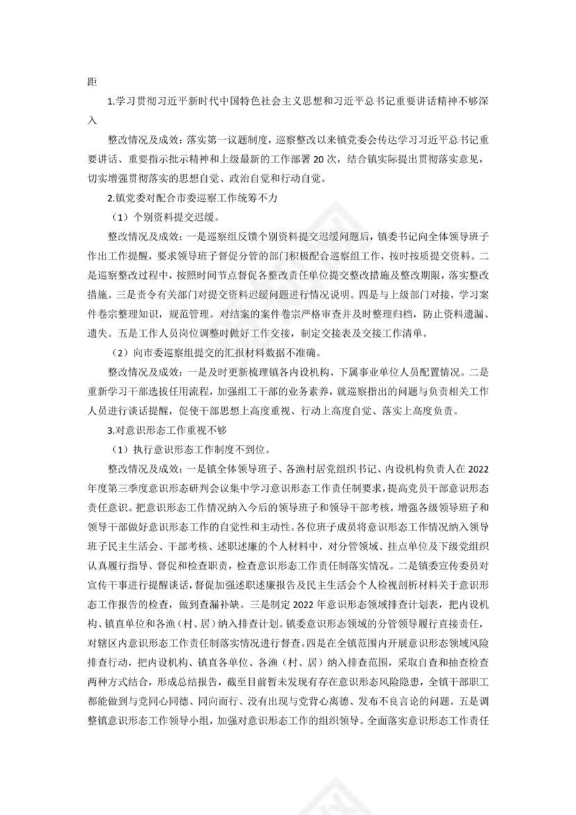 巡察整改第一责任人落实情况报告