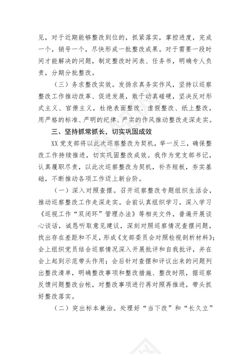 支部书记巡察整改报告