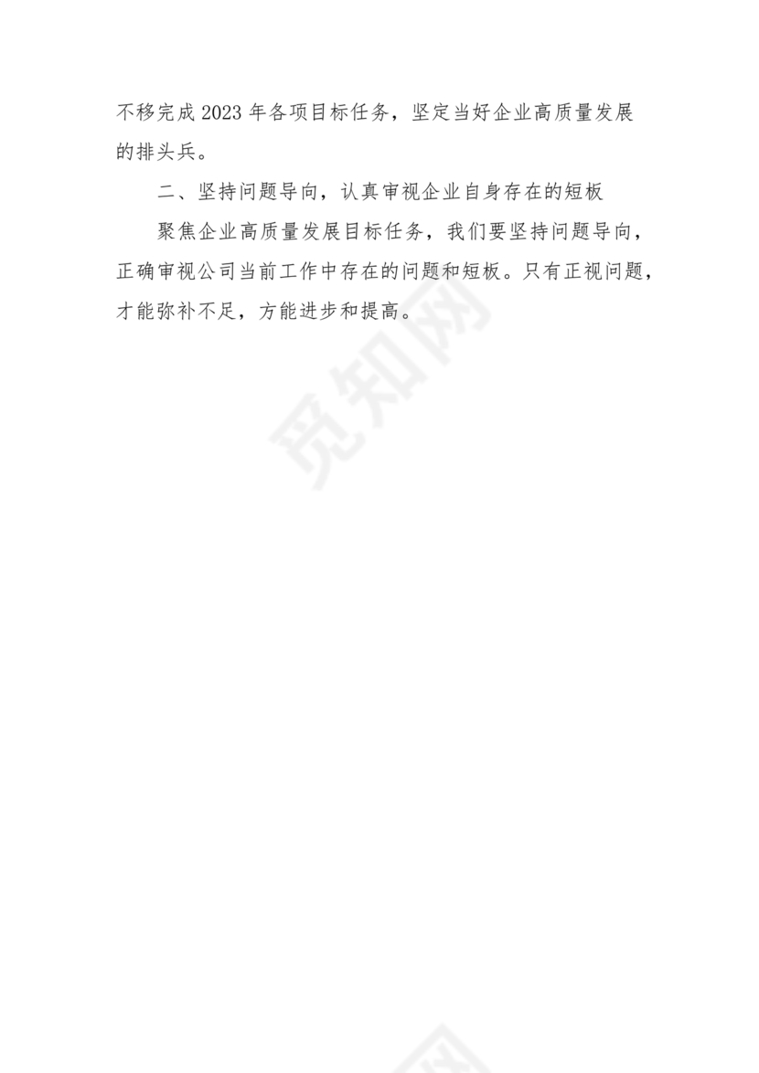 公司务虚会发言材料