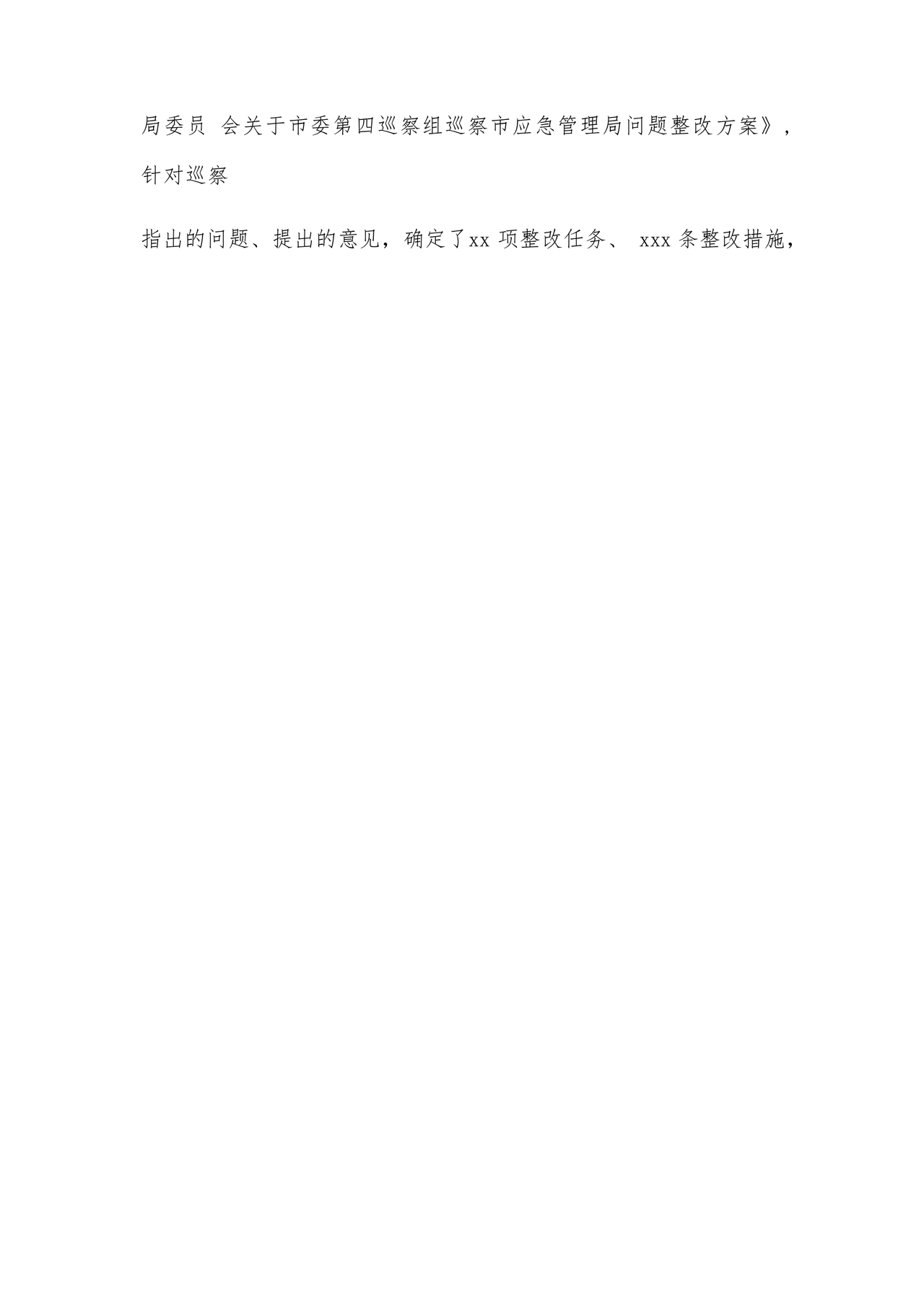 应急管理局巡察整改报告