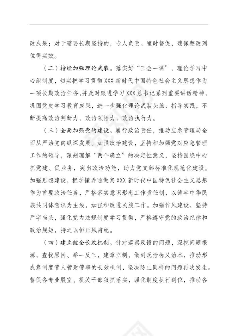 应急管理局巡察整改报告