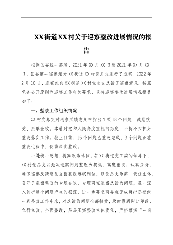 村巡察整改报告