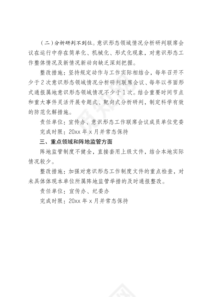 意识形态巡察整改方案