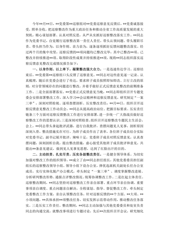 书记点人点事巡察整改推进情况报告