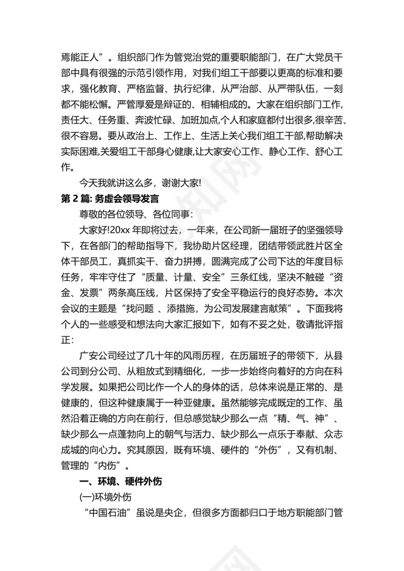 领导务虚会发言稿