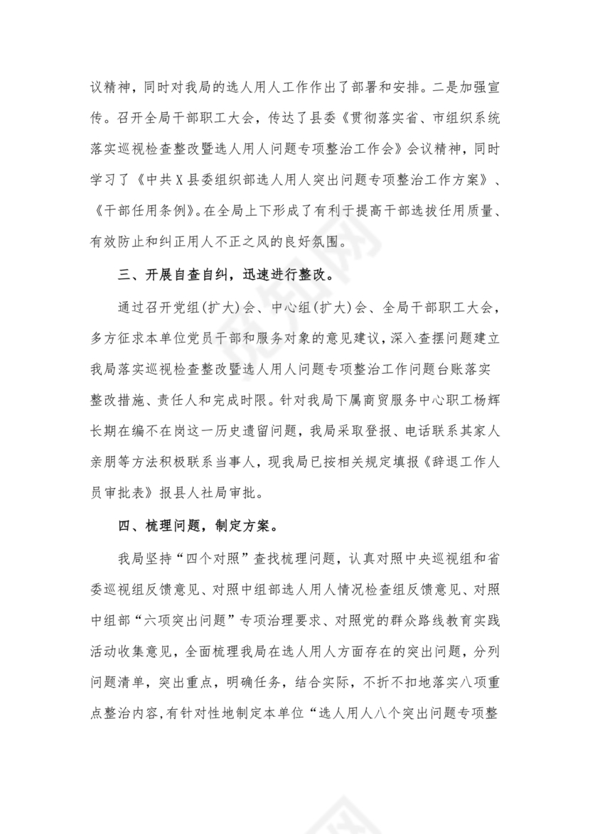 选人用人巡视整改报告