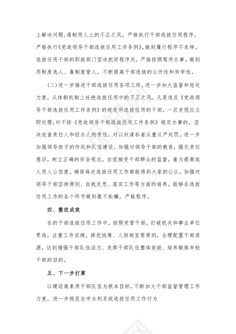 选人用人巡视整改报告