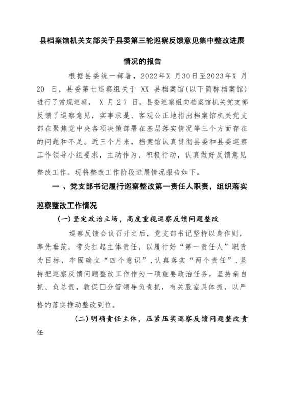 档案馆巡察整改报告