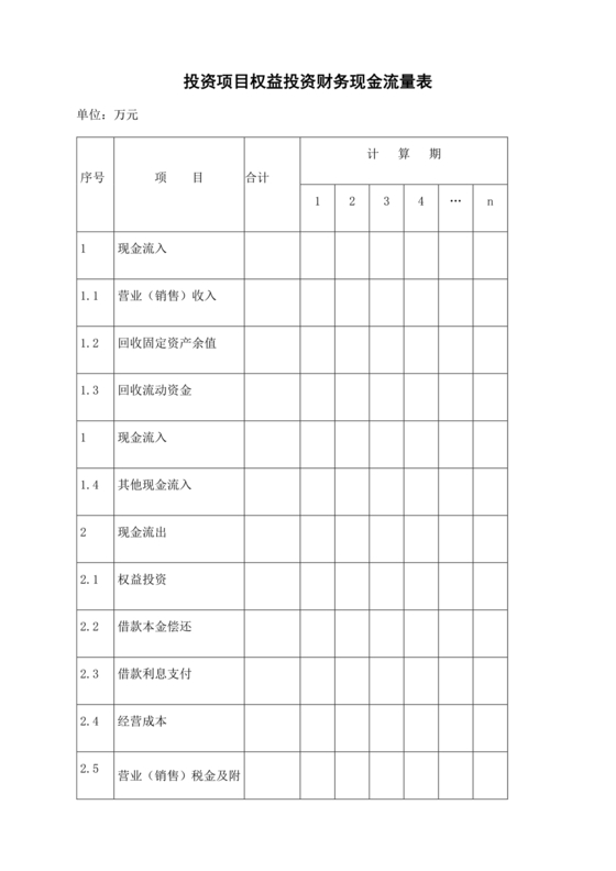 财务现金流量表模板