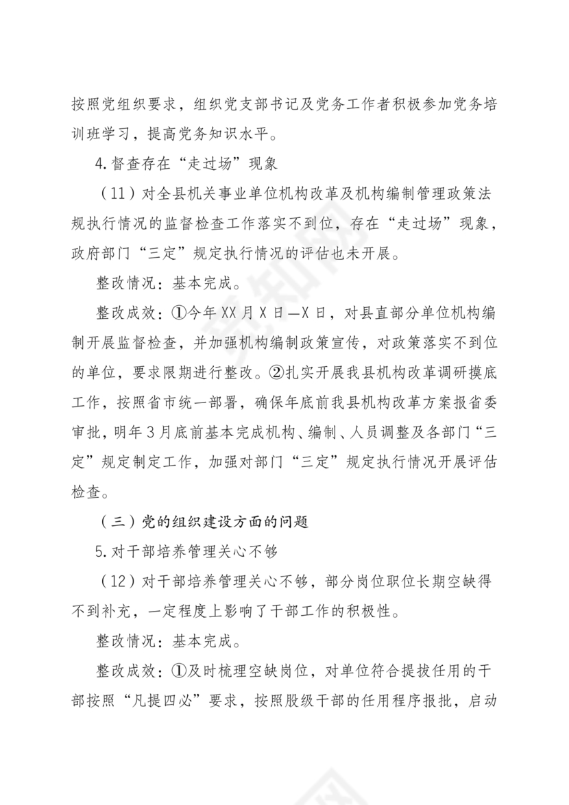 编办巡察整改报告