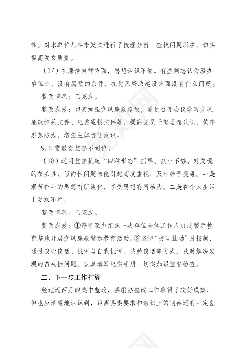 编办巡察整改报告