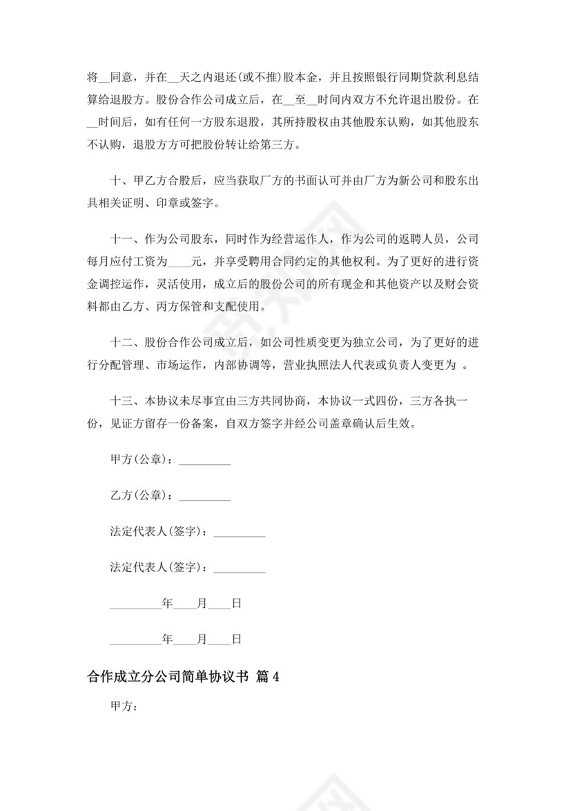 设立分公司合作协议书