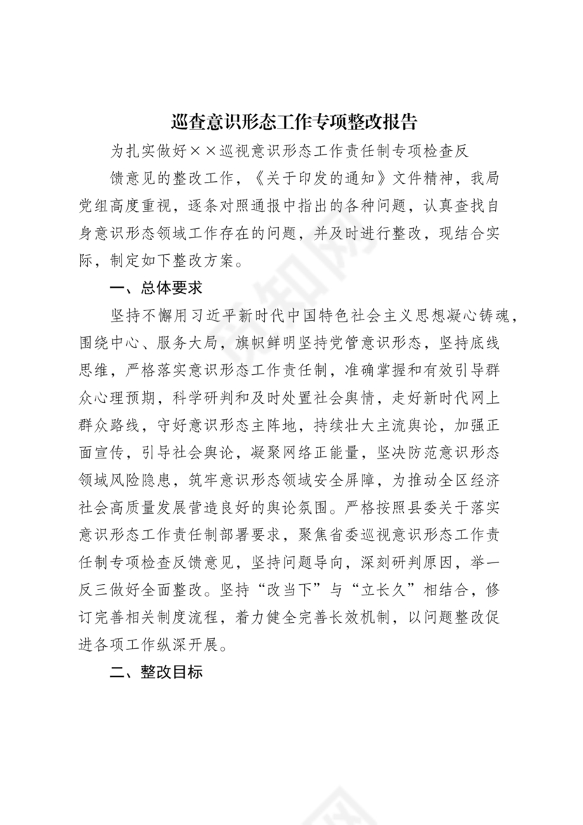 意识形态巡查整改报告