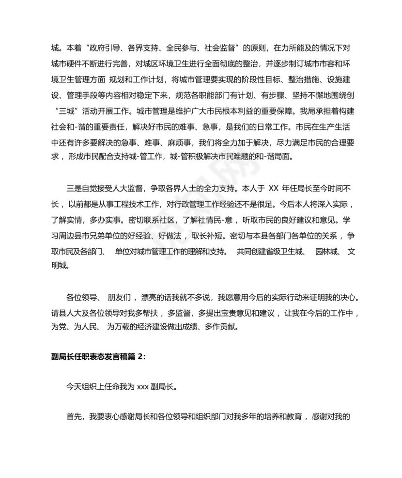 副局长任职表态发言简短