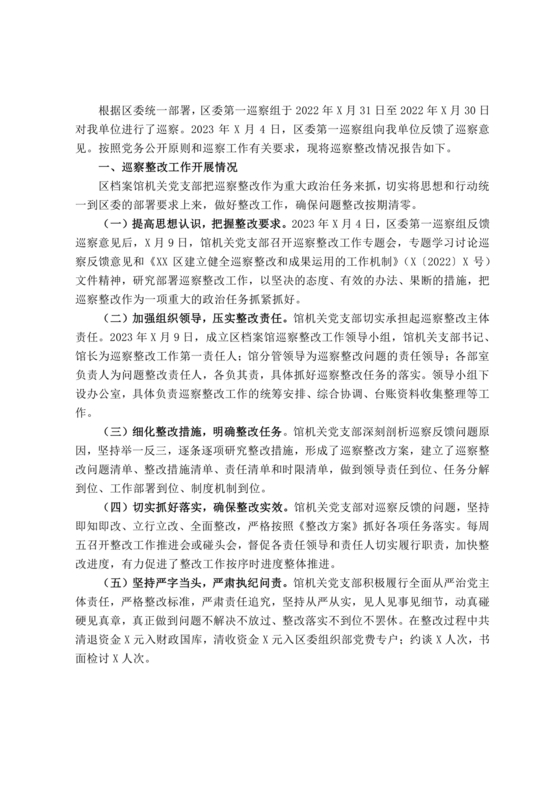 档案馆巡察整改报告