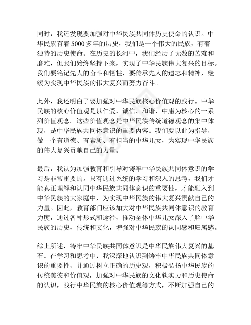 筑牢中国民族共体意识心得