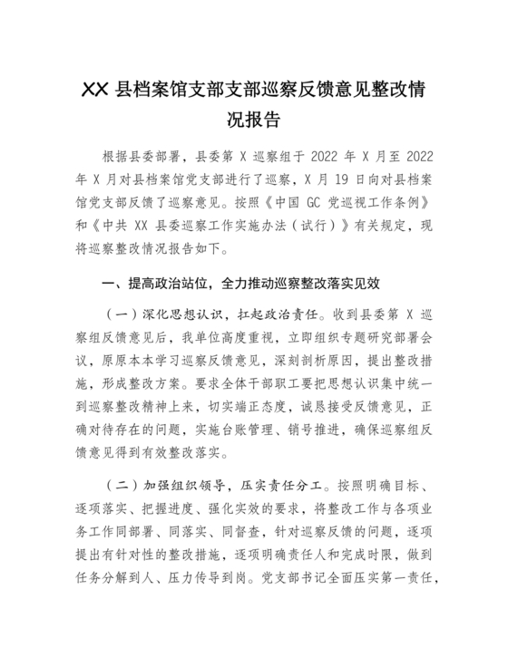 档案馆巡察整改报告