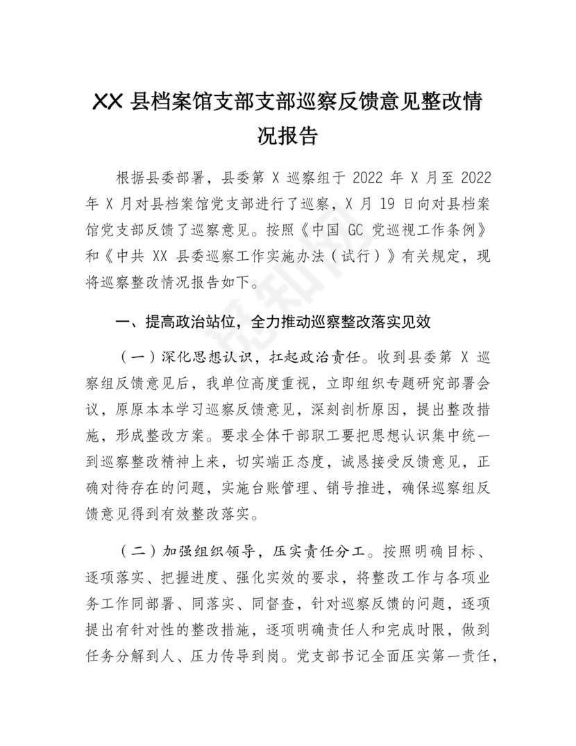 档案馆巡察整改报告