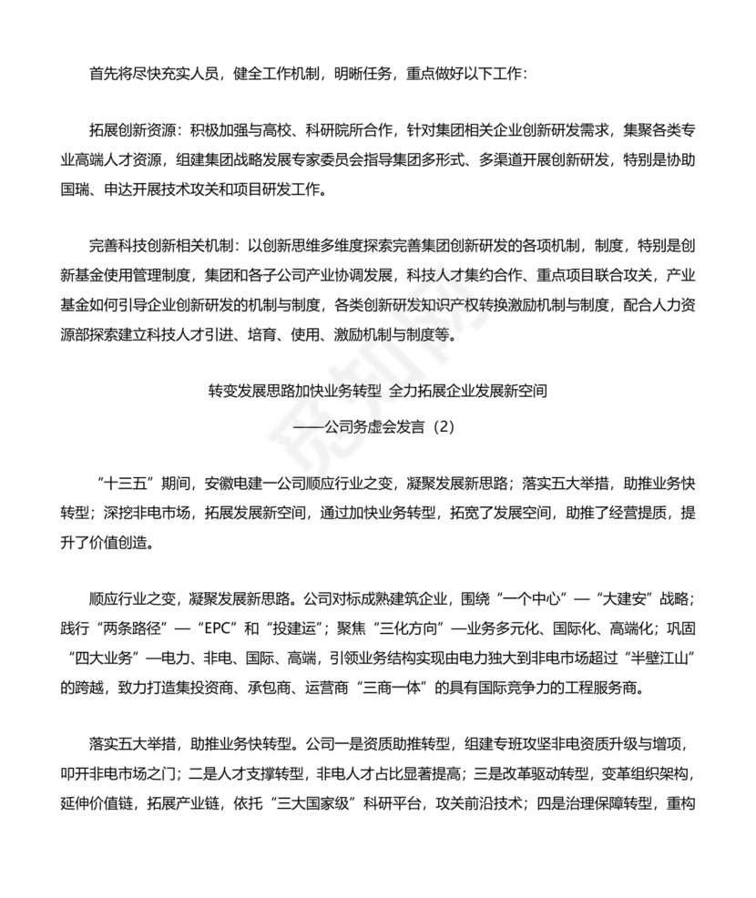 集团务虚会议发言材料