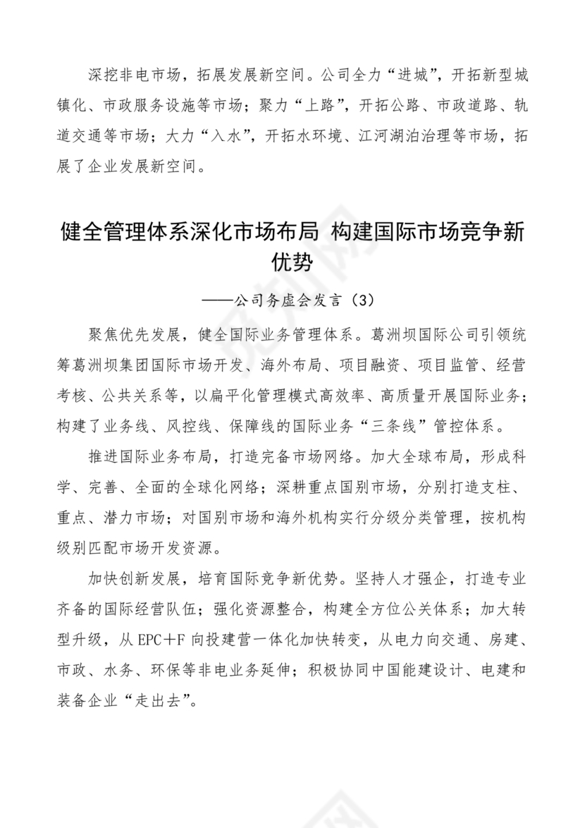 集团务虚会议发言材料