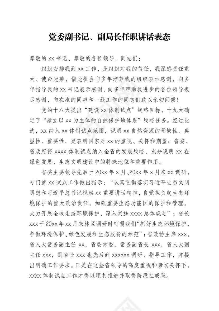副局长任职表态发言简短