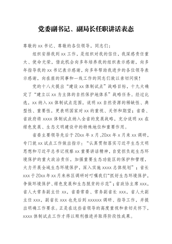 副局长任职表态发言简短