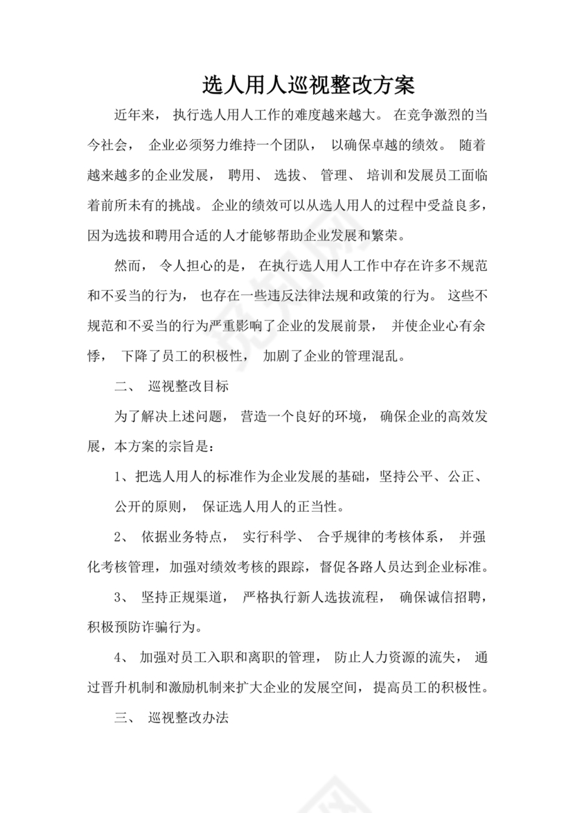 选人用人巡视整改报告