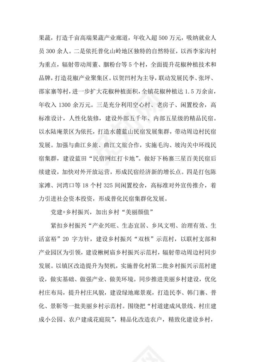 村级务虚会汇报材料