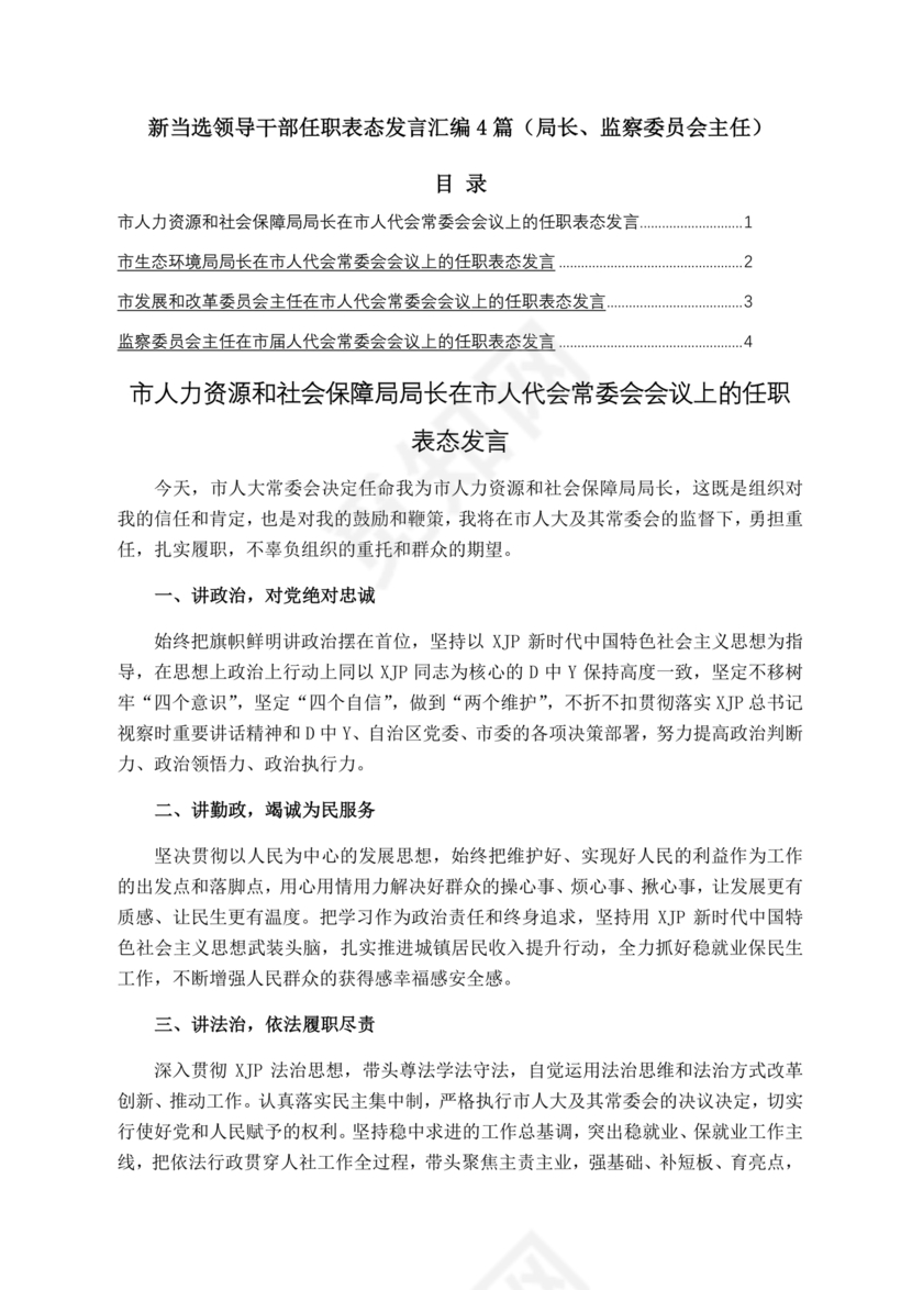局长任职表态发言