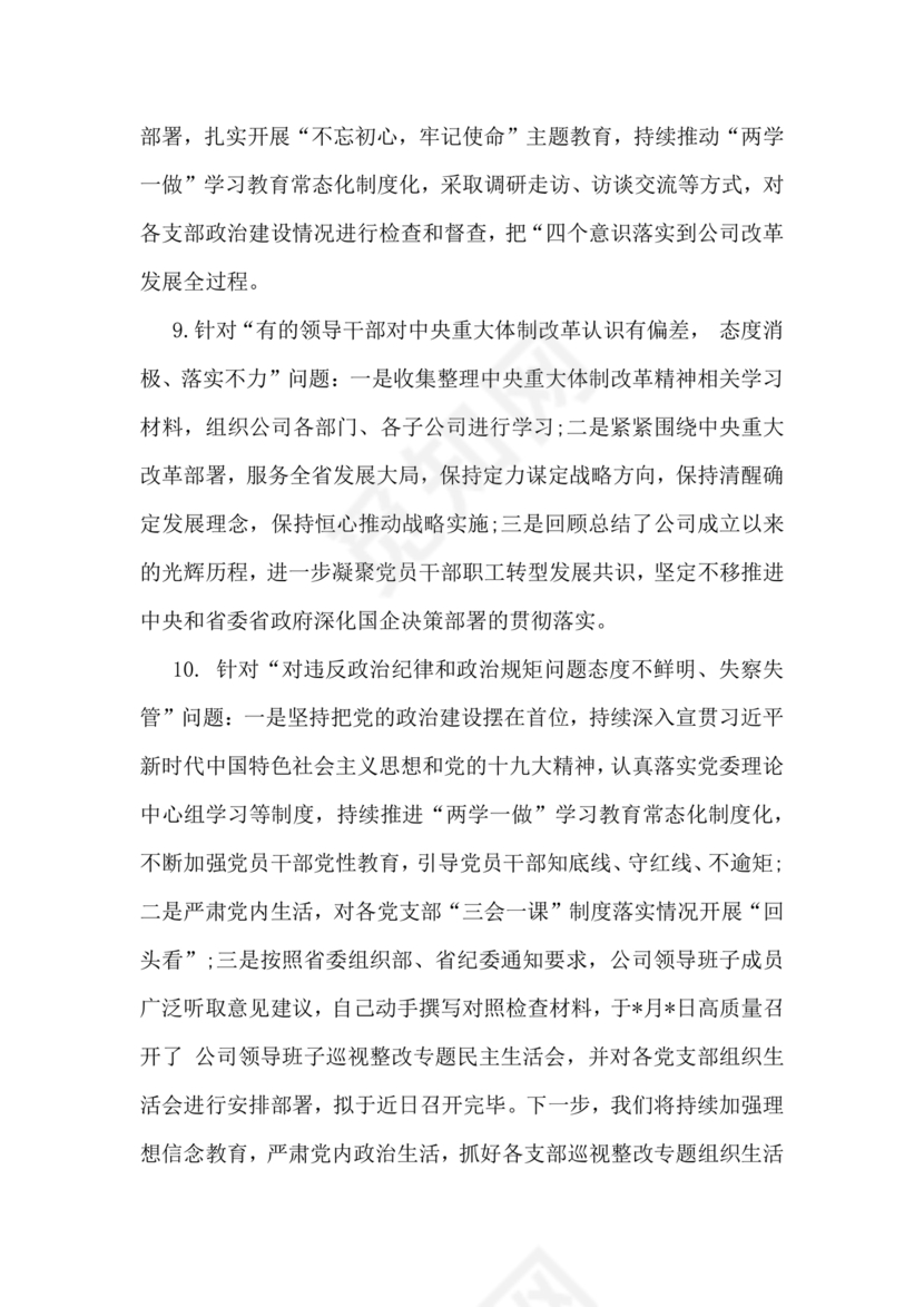 中央巡视整改报告