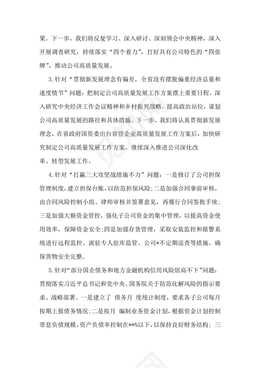 中央巡视整改报告