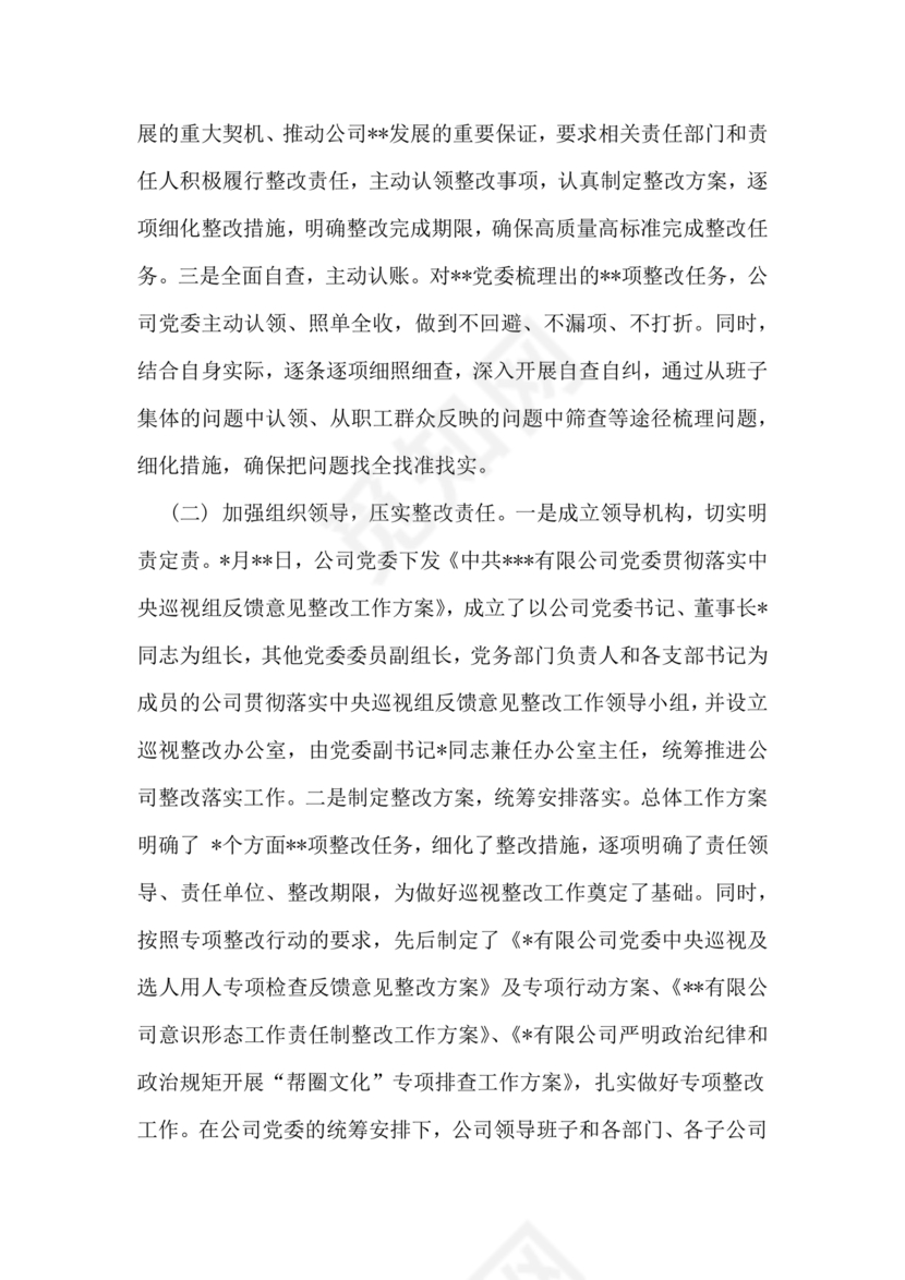 中央巡视整改报告