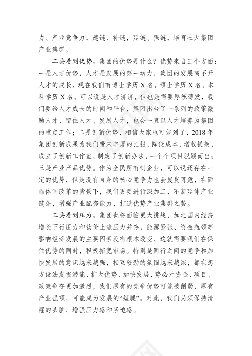 集团务虚会议发言材料