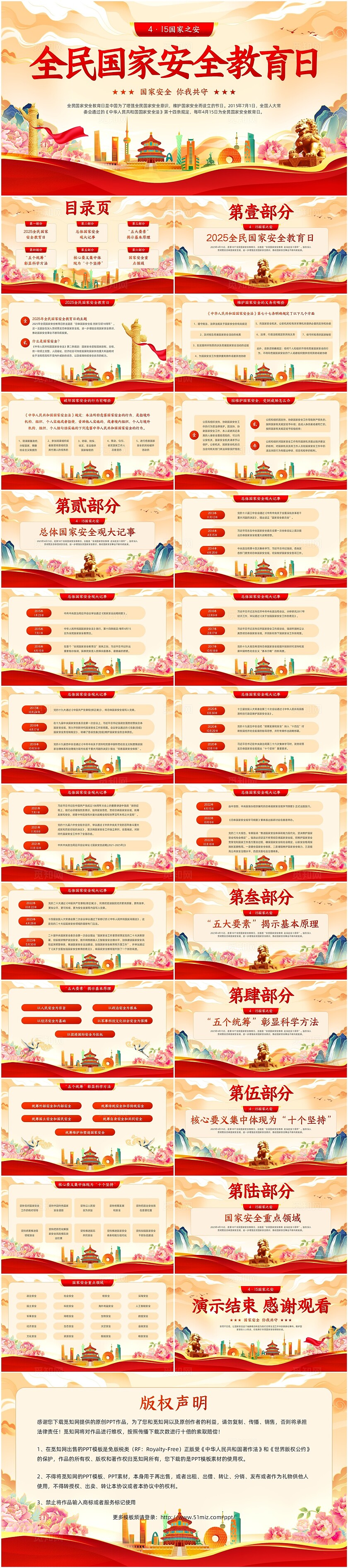 红色国潮风2025年全民国家安全教育日PPT模板