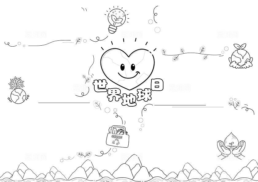 阅读简约守护地球世界地球日爱护地球手绘保护地球英文小报手抄报