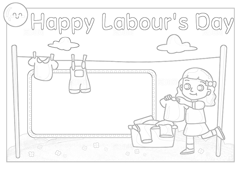 家务劳动五一黄色卡通劳动节英语小报手抄报读书手抄报