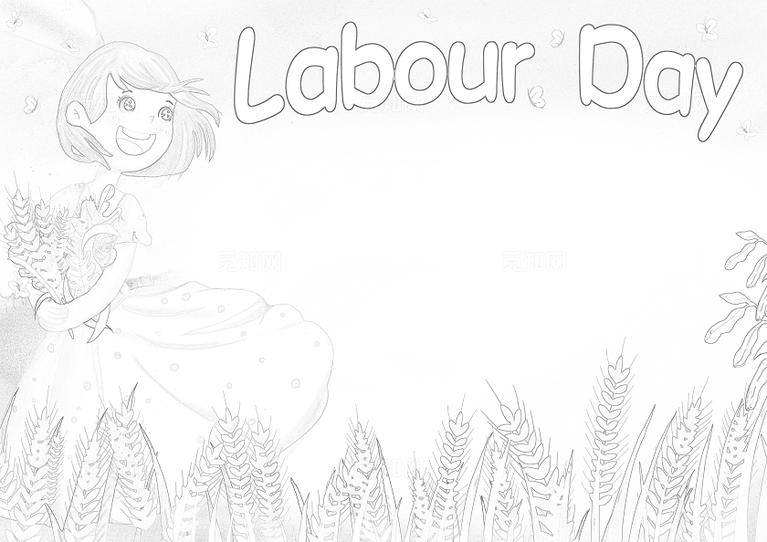 家务劳动五一绿色卡通劳动节英语小报手抄报读书手抄报