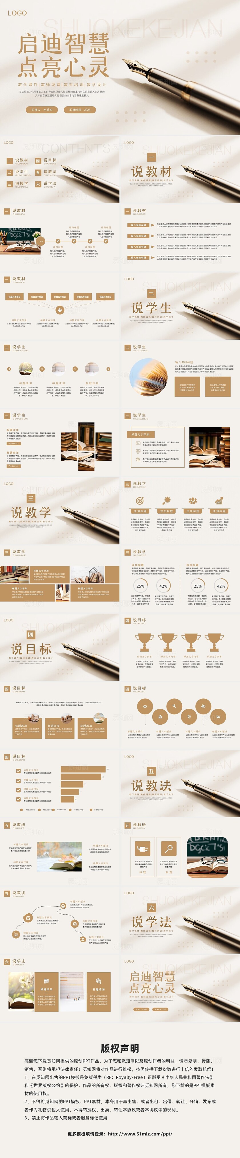 教师说课棕色简约实拍启迪智慧点亮心灵说课PPT模板宣传PPT动态PPT