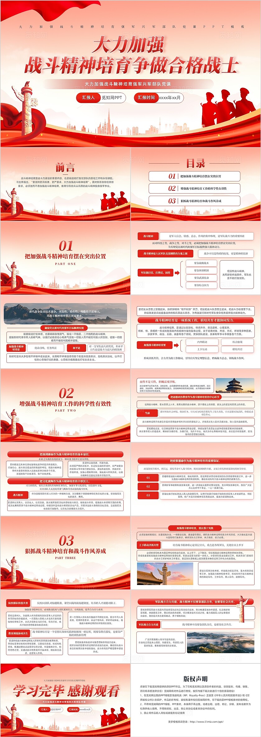 大力加强战斗精神培育强军兴军部队党课PPT党建党课党政