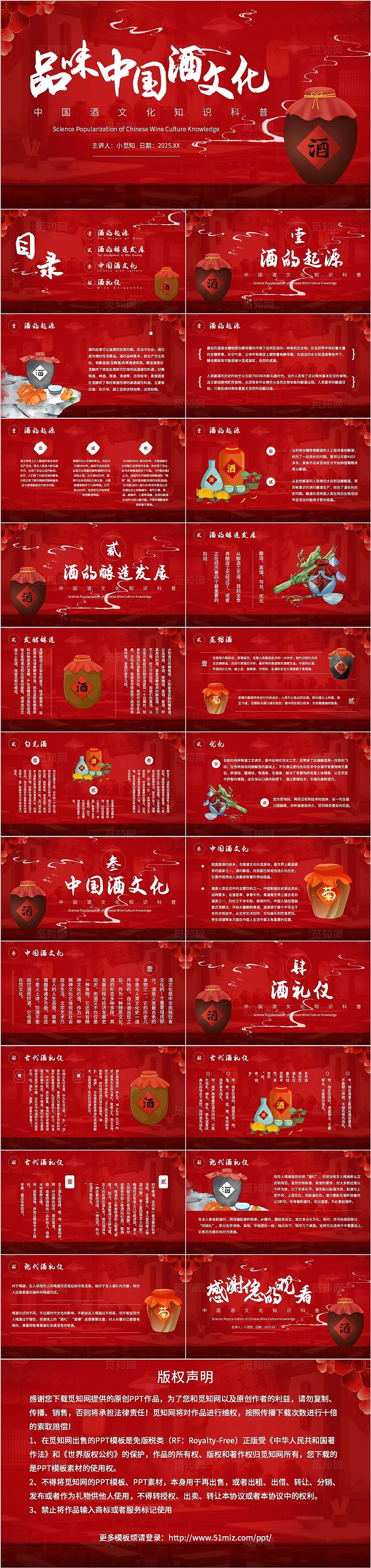 中国传统文化红色酒文化宣传介绍教育课件PPT模板中国传统文化