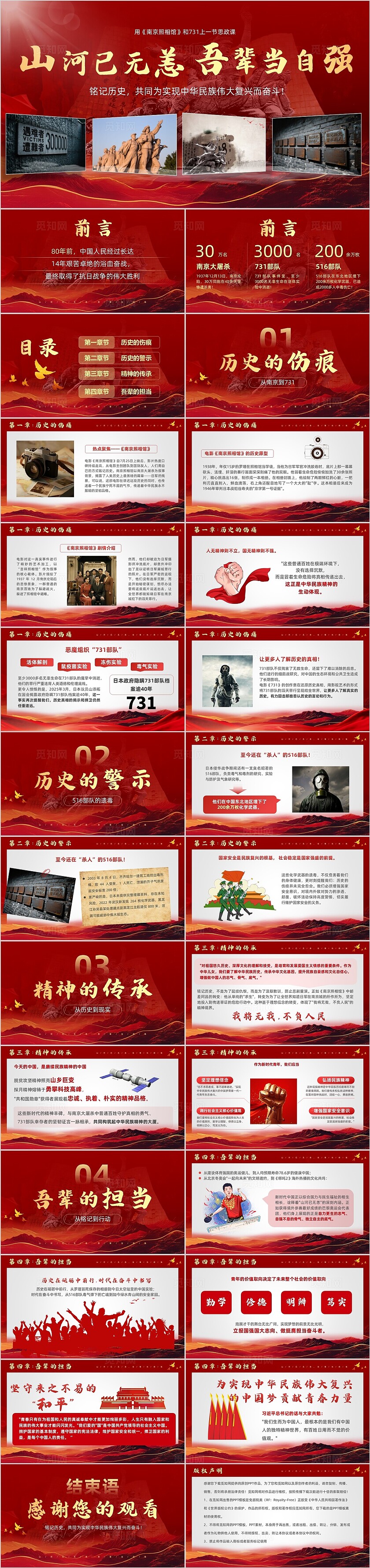 励志主题班会红色党建党政开学思政课铭记历史吾辈自强党课培训PPT模版开学第一课党课