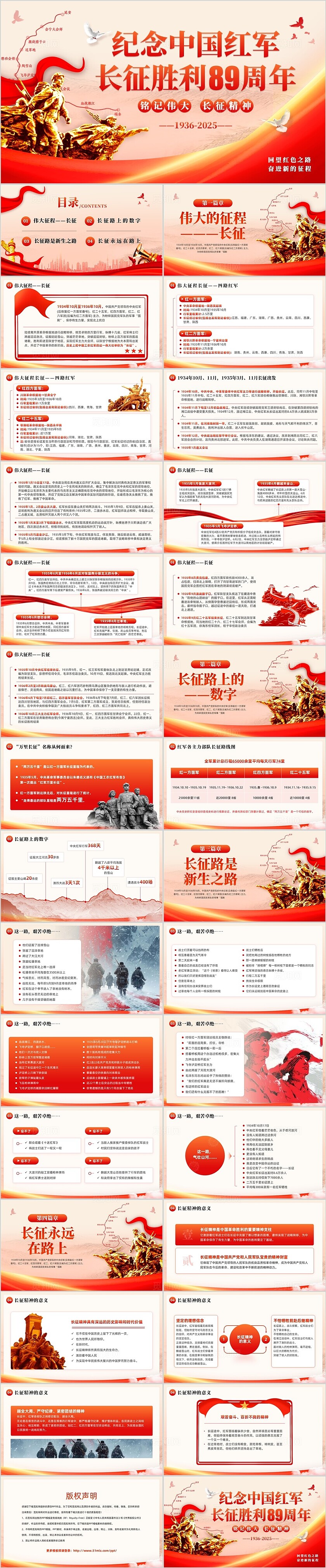 红色党政风长征胜利89周年PPT模板