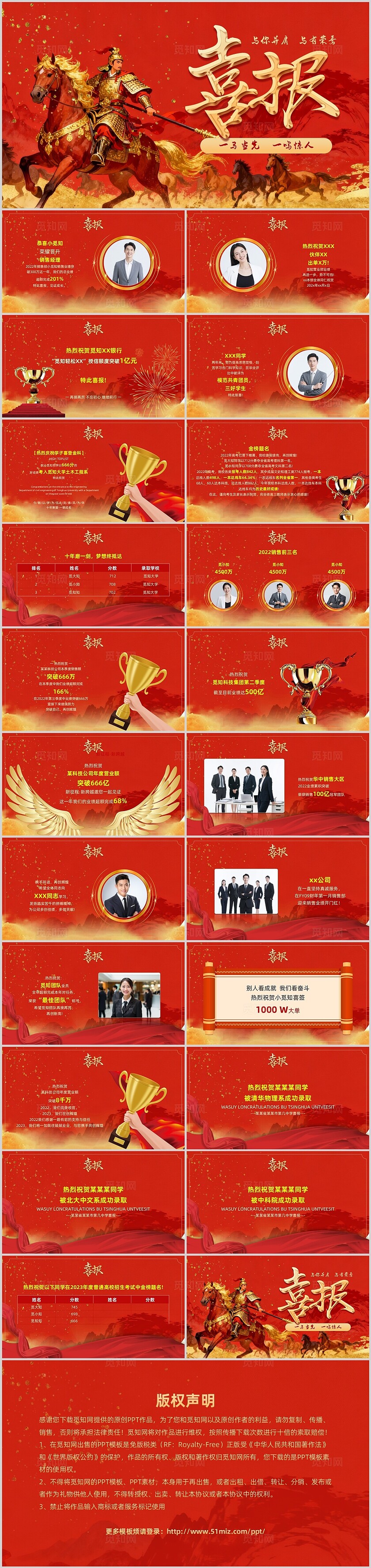 红色简约实拍贺报喜报战报PPT模板宣传PPT动态PPT年会